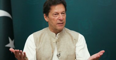 Pakistan&#039;s Prime Minister Imran Khan gestures during an interview with Reuters in Islamabad, Pakistan, June 4, 2021. (Reuters Photo)