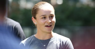 Ashleigh Barty speaks to the media in Brisbane, Australia, March 24, 2022. (EPA Photo)