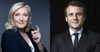 This combination shows French far-right party Rassemblement National's presidential candidate Marine Le Pen (L) and French President Emmanuel Macron, Paris, France, April 10, 2022. (AFP Photo)