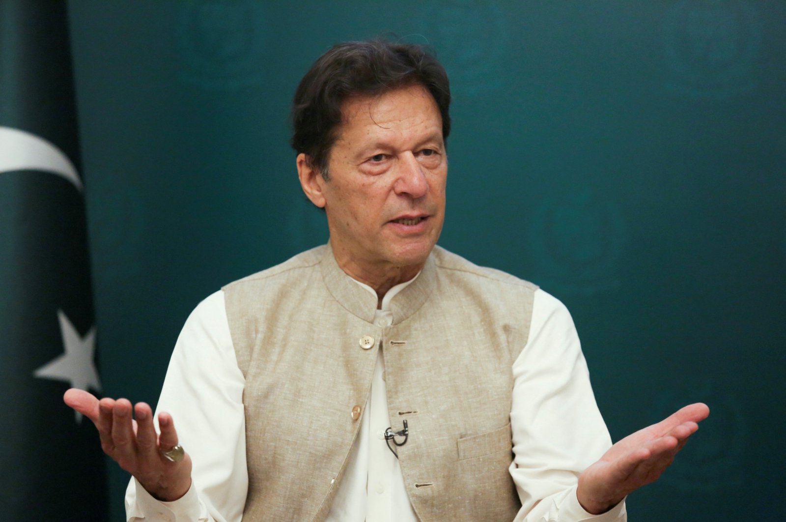 Pakistan&#039;s Prime Minister Imran Khan gestures during an interview with Reuters in Islamabad, Pakistan, June 4, 2021. (Reuters Photo)