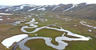 An aerial view shows meanders on the Perşembe Plateau, in the Aybastı district of Ordu, Turkey, April 10, 2022. (AA Photo)
