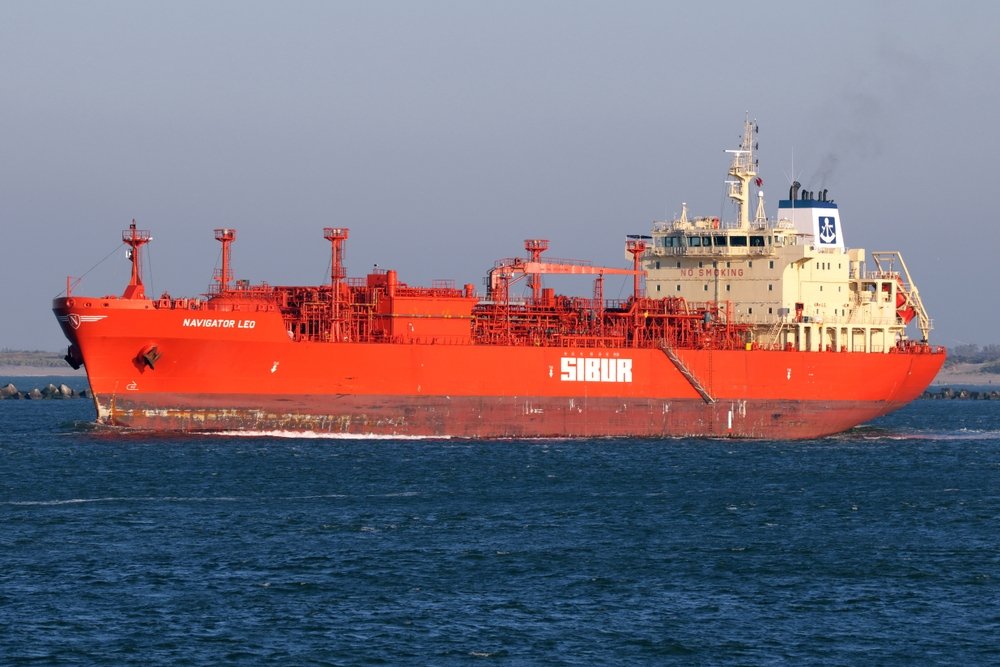 The LPG tanker Navigator Leo leaves the port of Rotterdam on Oct. 30, 2019. (Shutterstock Photo)