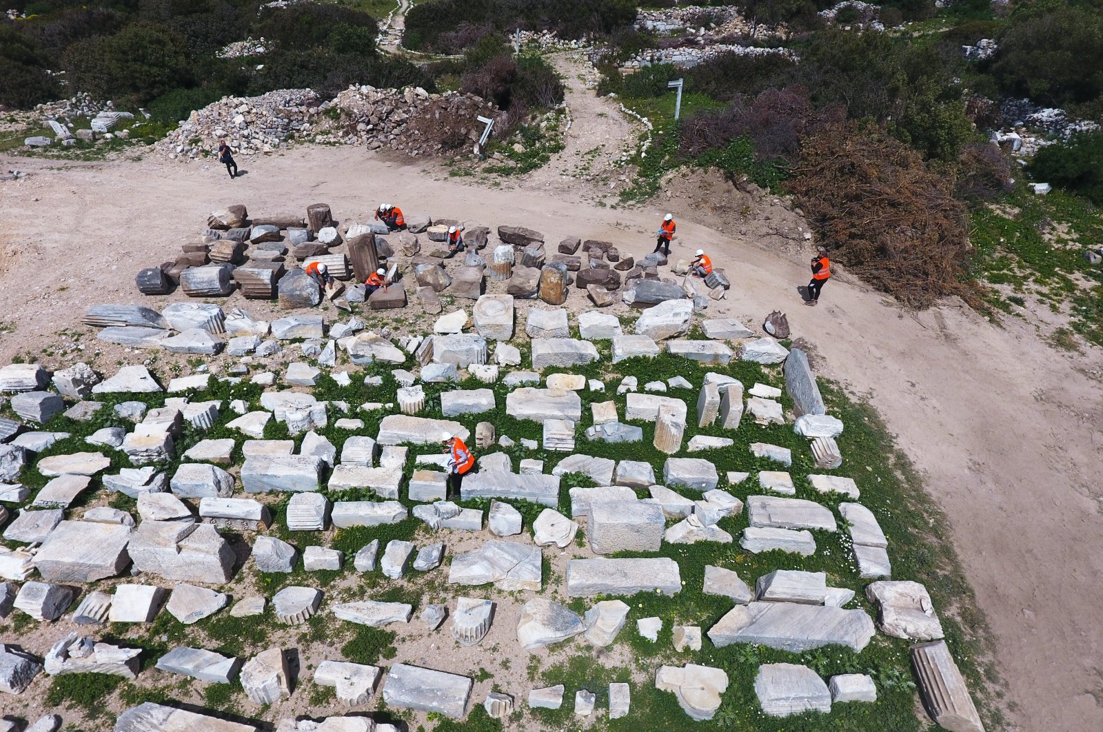 The new epigraphs found in the ancient city of Knidos, a site that harbors around 3,000 years of history in the Aegean province of Muğla province, Turkey, April 12, 2022. (AA Photo)