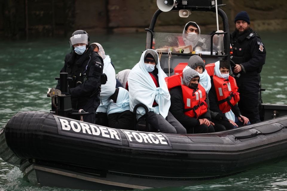 Migrants arrive into the Port of Dover onboard a Border Force vessel after being rescued while crossing the English Channel, Dover, Britain, Dec. 17, 2021. (Reuters Photo)