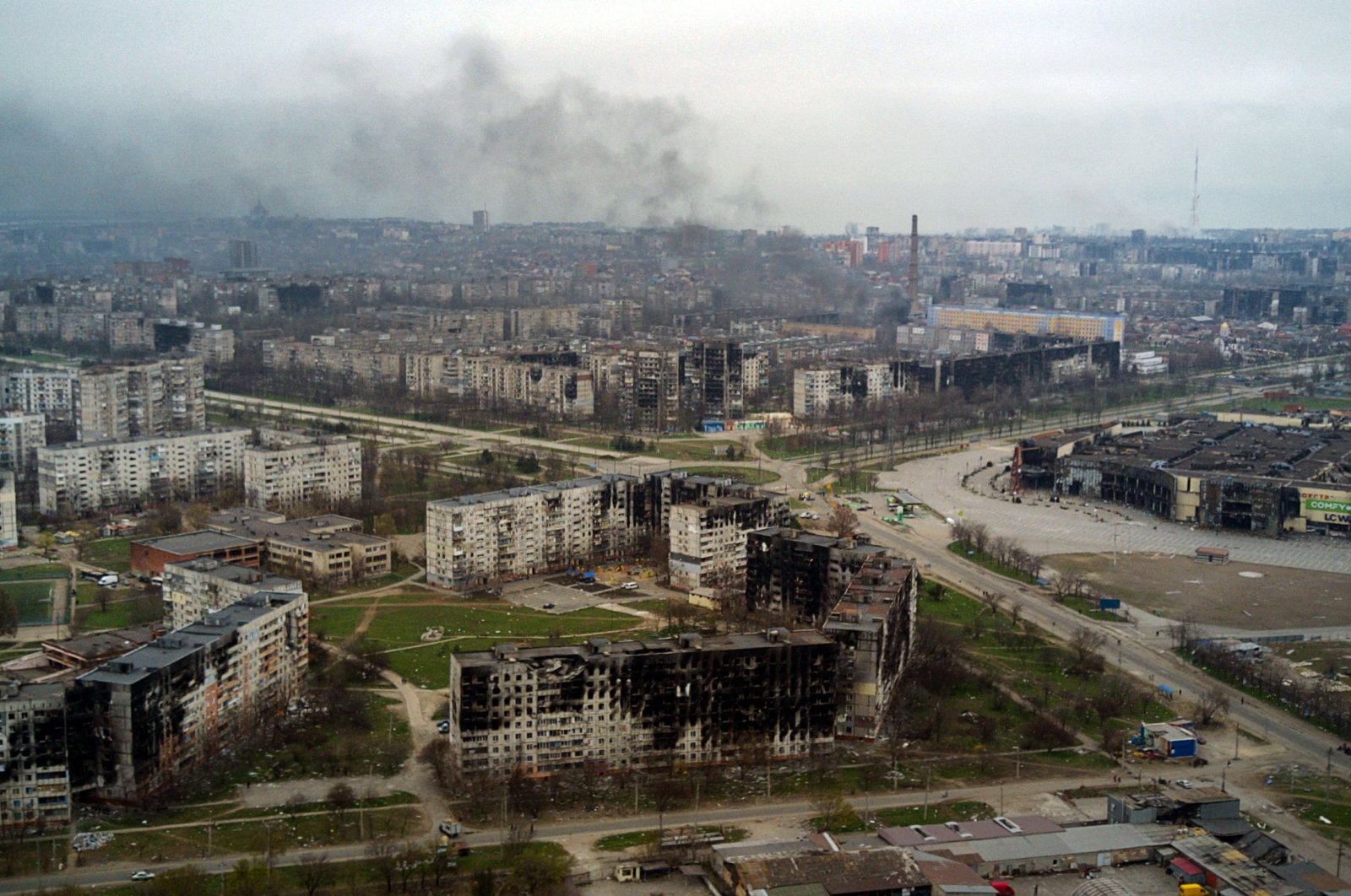 An aerial view of the city of Mariupol during Russia&#039;s military invasion, Ukraine, April 12, 2022. (AFP Photo)