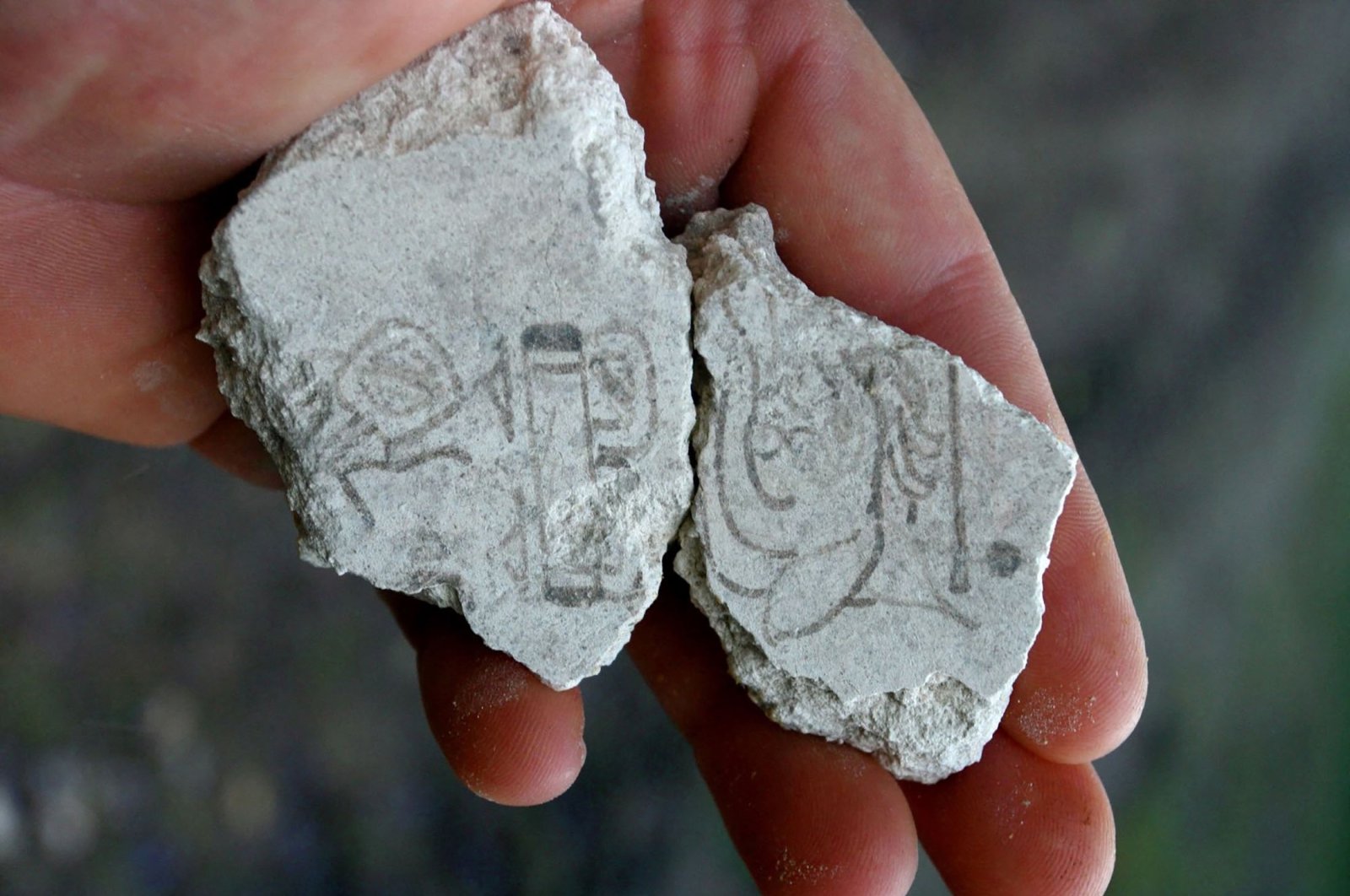 Two mural fragments dating to about 200 B.C. to 300 B.C., bearing evidence for the earliest use of the Maya calendar, from the San Bartolo Preclassic ancient Maya site in Guatemala. (Reuters Photo)