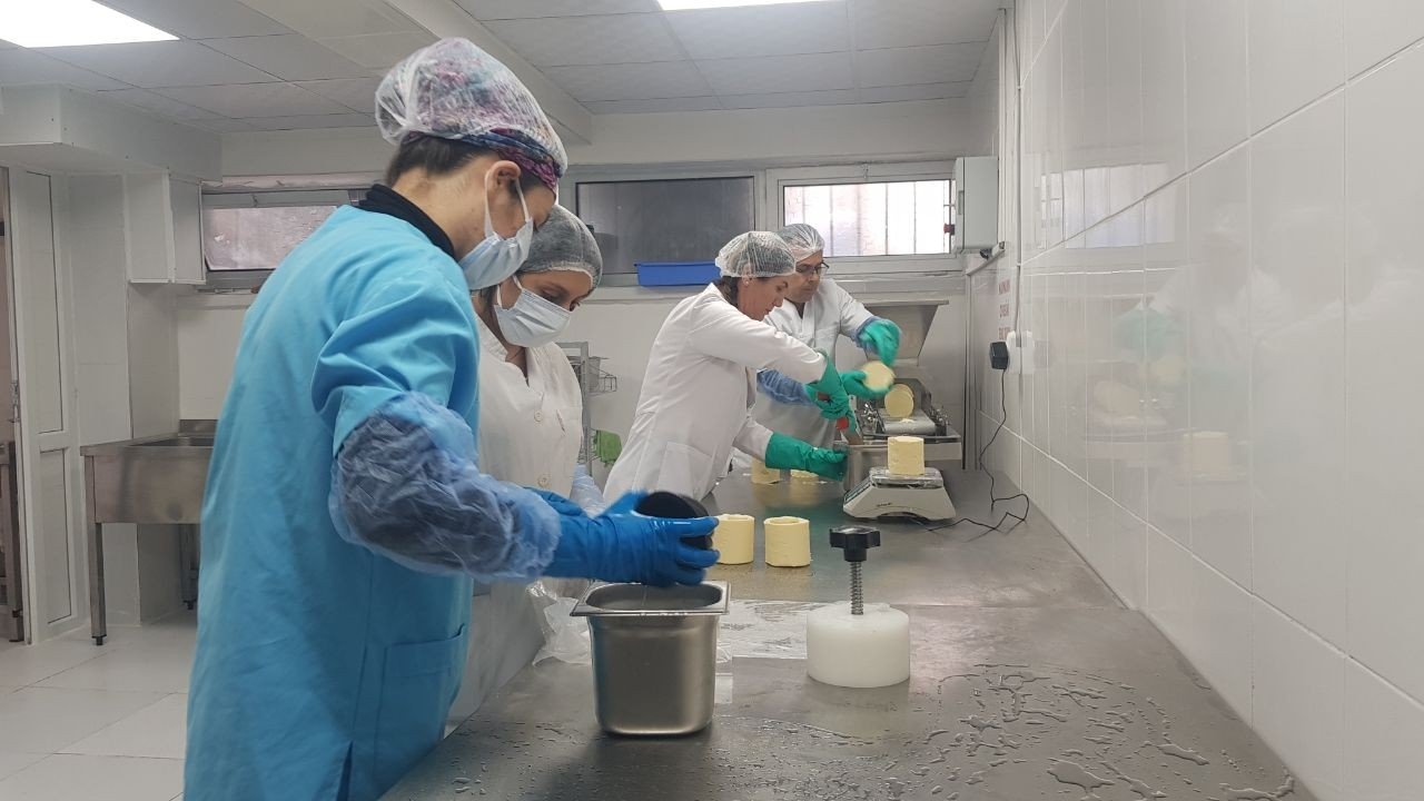 Employees seen in a butter production facility in Izmir, western Turkey, April 15, 2022. (IHA Photo)