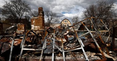 The remnants of a house destroyed by Russian shelling, amid Russia's invasion of Ukraine, in Borodyanka, Kyiv region, Ukraine, April 12, 2022. (Reuters Photo)