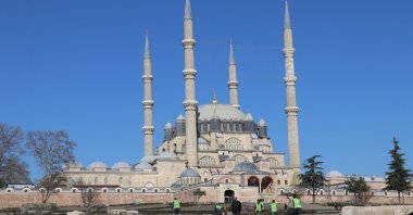 Selimiye square and mosque under restoration, Edirne, Turkey, April 15, 2022. (AA Photo)