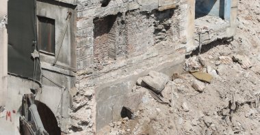 A view of the remains of the Turkish bath on the bottom floor of the building in Istanbul, Turkey, April 15, 2022. (DHA PHOTO)
