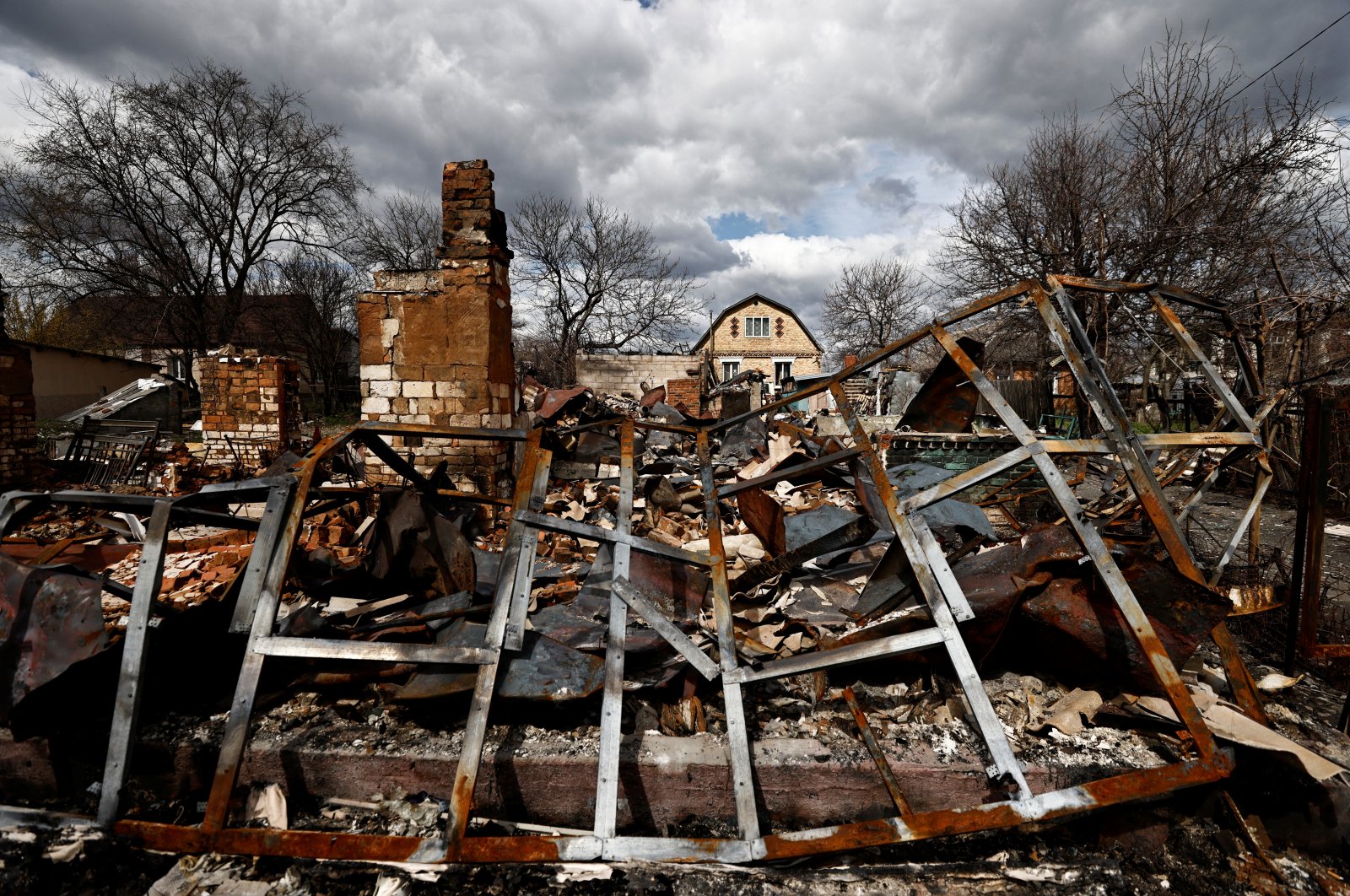 The remnants of a house destroyed by Russian shelling, amid Russia&#039;s invasion of Ukraine, in Borodyanka, Kyiv region, Ukraine, April 12, 2022. (Reuters Photo)