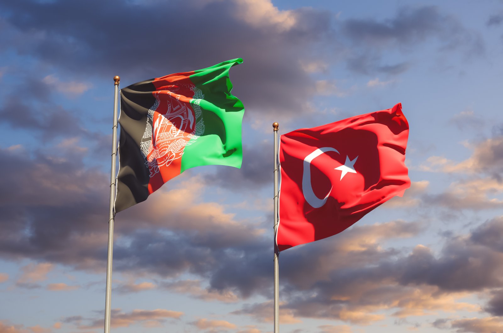 The flags of Afghanistan and Turkey. (Photo by Shutterstock)