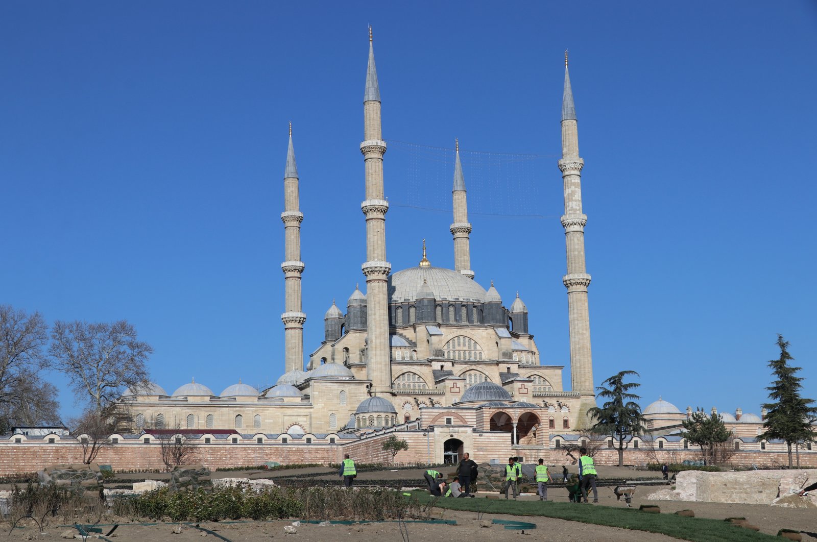 Selimiye square and mosque under restoration, Edirne, Turkey, April 15, 2022. (AA Photo)