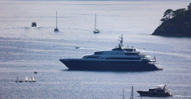 Clio, a yacht linked to Russian aluminum tycoon Oleg Deripaska, is pictured in Göcek Bay off southwestern resort of Göcek, Muğla, Turkey, April 16, 2022. (Reuters Photo)