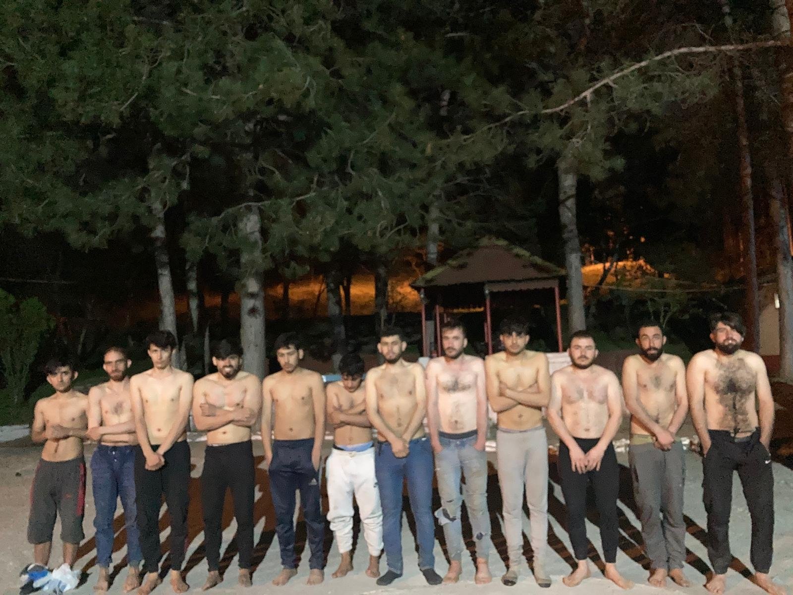 Irregular migrants found by the Turkish gendarmerie forces in the forest in Kırklareli, Turkey, April 17, 2022. (AA Photo)