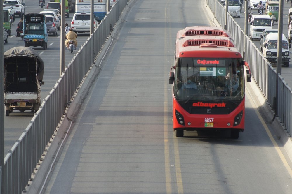 A metrobus on a road in Lahore, Pakistan, March 28, 2021. (Shutterstock Photo)