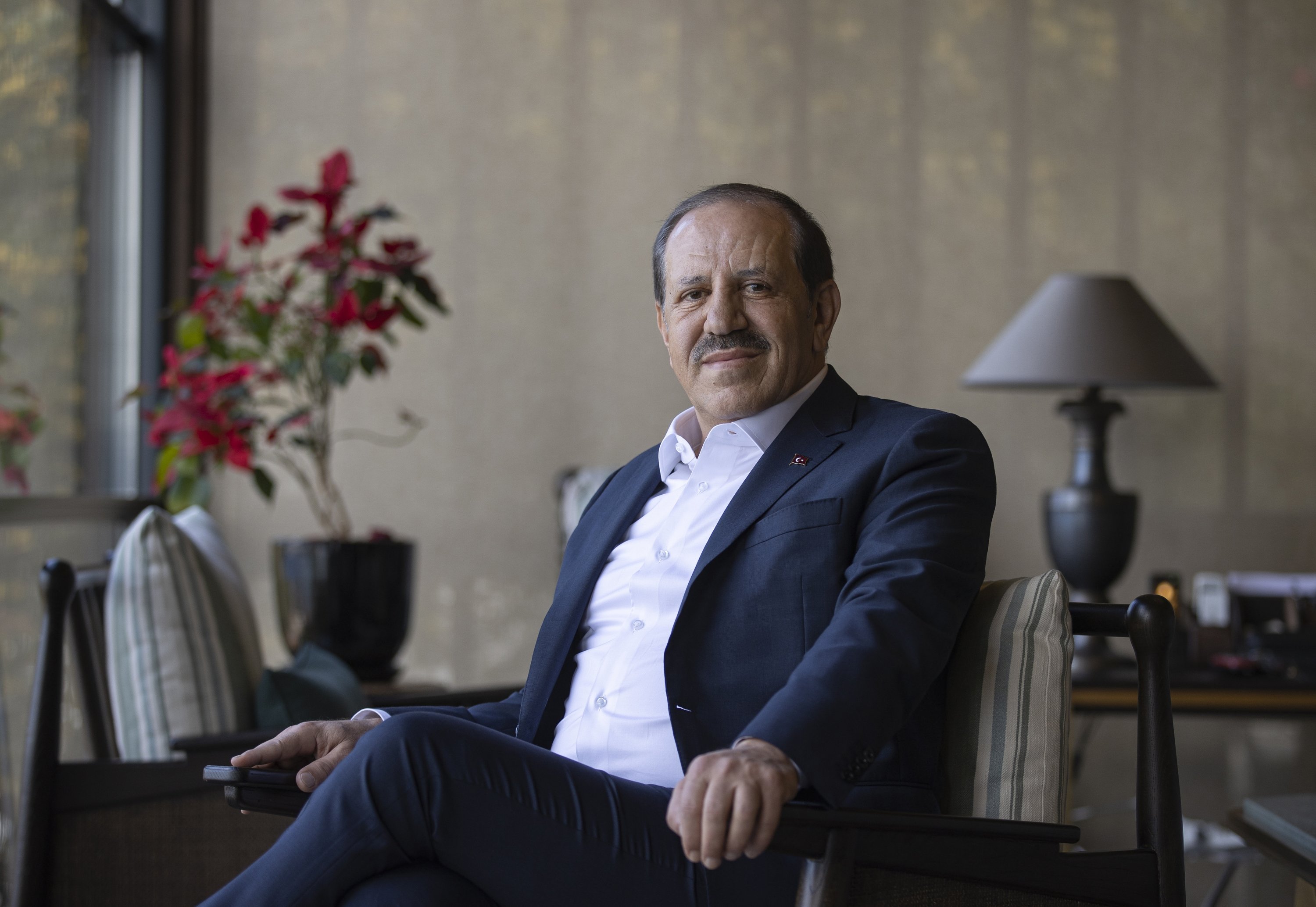 Cemal Kalyoncu, the chairperson of the board of directors of Kalyon Holding, during an interview in Istanbul, Turkey, April 18, 2022. (AA Photo)