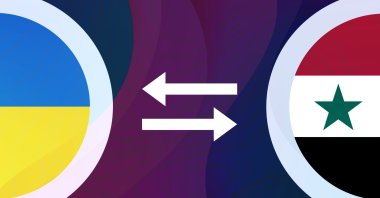 Illustration of the Ukrainian and Syrian flags. (Photo by Shutterstock - edited by Büşra Öztürk)