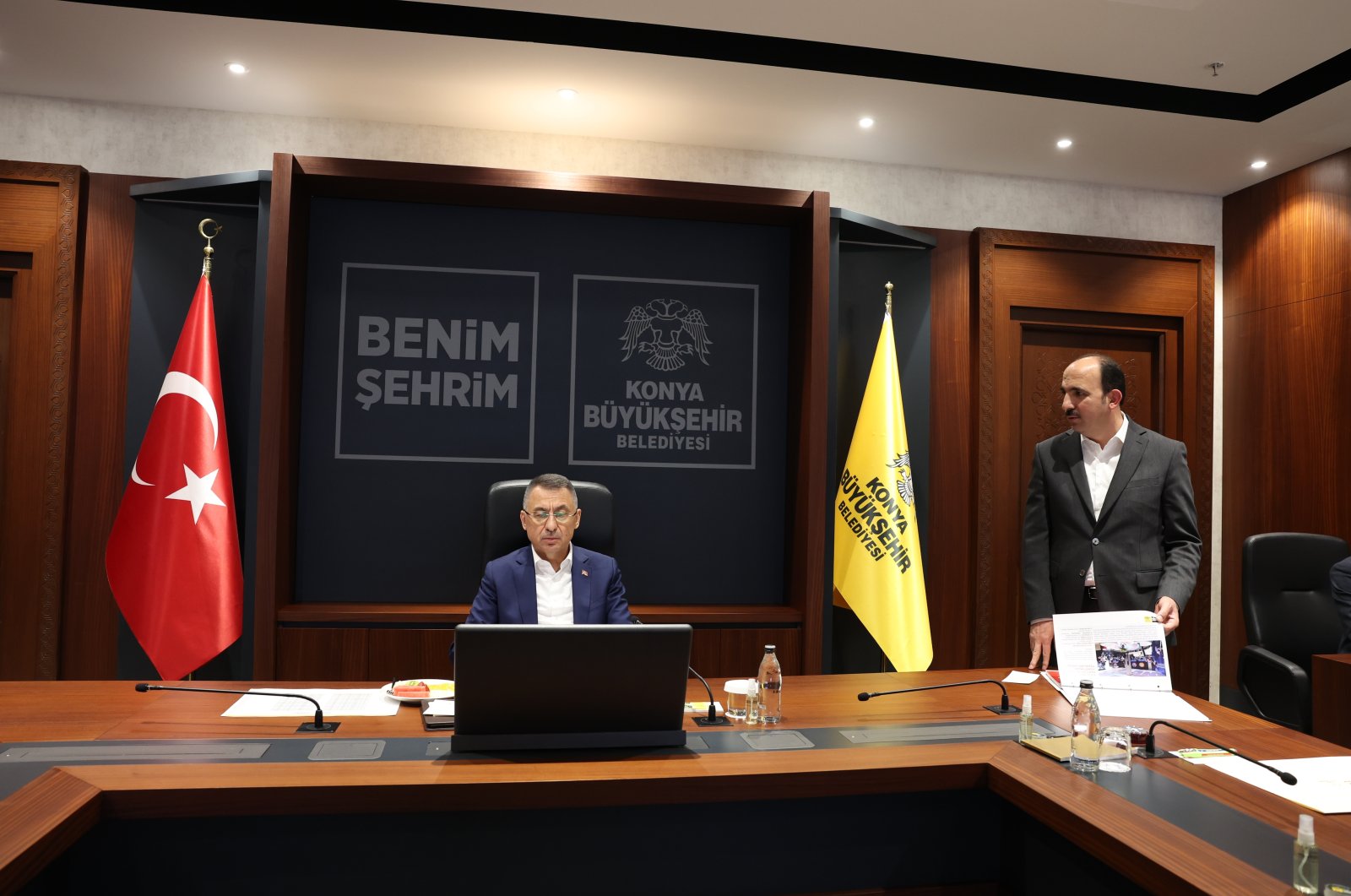 Vice President Fuat Oktay in Konya Metropolitan Municipality, Konya, Turkey, Sunday, April 17, 2022. (AA Photo)