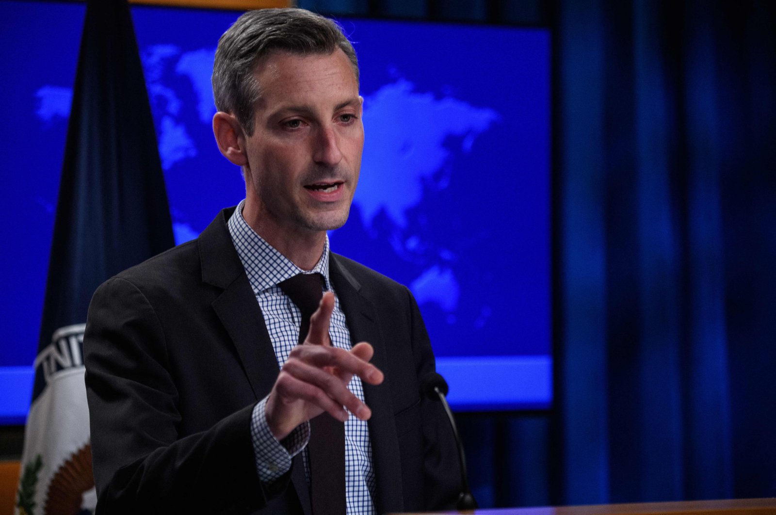 U.S. State Department spokesperson Ned Price speaks at the daily briefing at the State Department in Washington, D.C., Feb. 25, 2022. (AFP File Photo)