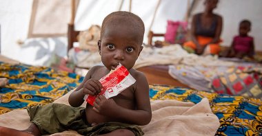 Action Against Hunger (ACF) spokesperson Lucille Grosjean says the number of children in treatment centers has risen to 1,200 in the capital Bangui, Central African Republic, March 3, 2014. (AA Photo)