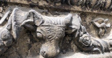 Bulls head motif revealed at the Sinop Castle, Sinop, Turkey, April 19, 2022. (IHA Photo)