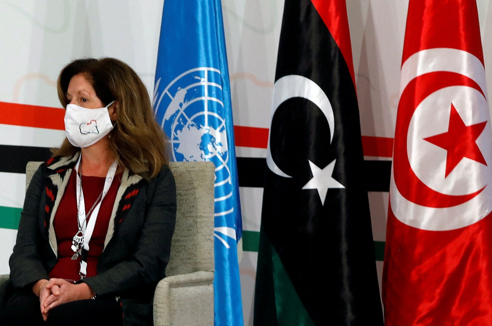 Deputy Special Representative of the U.N. Secretary-General for Political Affairs in Libya Stephanie Williams attends the Libyan Political Dialogue Forum in Tunis, Tunisia, Nov. 9, 2020. (Reuters File Photo)