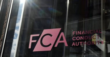 Signage for the Financial Conduct Authority (FCA), Britain's financial regulatory body, is seen at its head offices in London, Britain, March 10, 2022. (Reuters Photo)