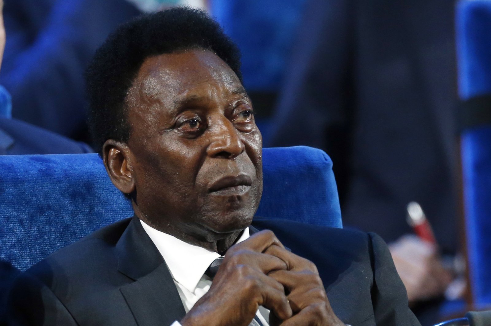 Brazil&#039;s Pele attends the 2018 World Cup draw at the Kremlin, Moscow, Russia, Dec. 1, 2017. (AP Photo)