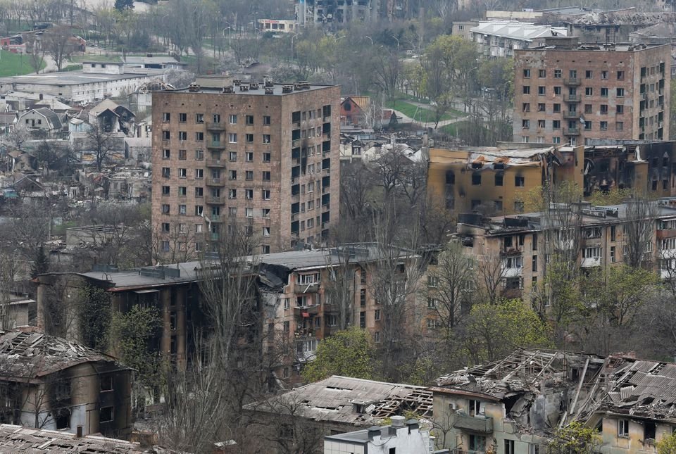 A view shows buildings damaged during Ukraine-Russia conflict in the southern port city of Mariupol, Ukraine, April 19, 2022. (Reuters Photo)