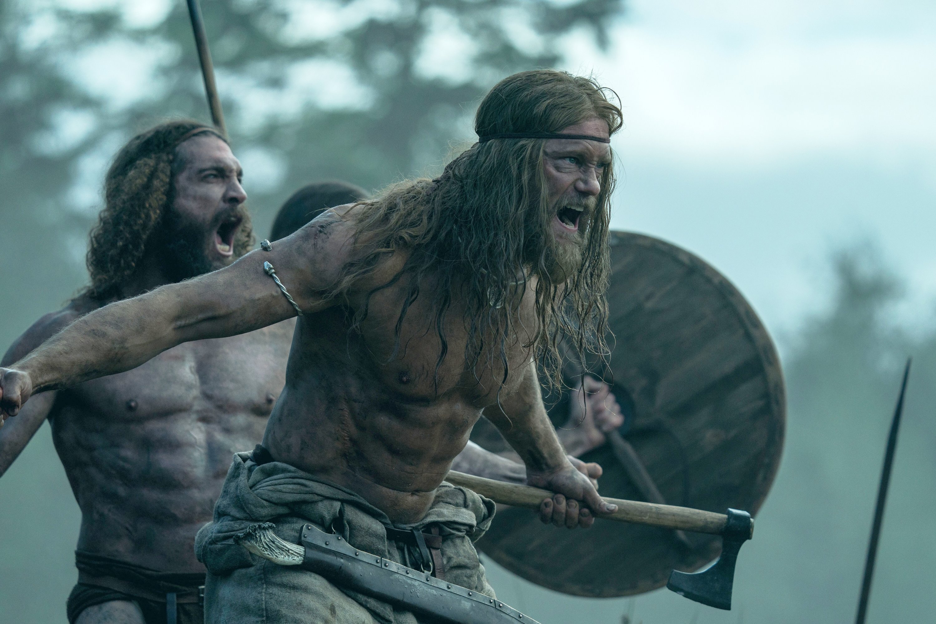 This image released by Focus Features shows Alexander Skarsgard in a scene from 'The Northman,' April 18, 2022. (AP Photo)