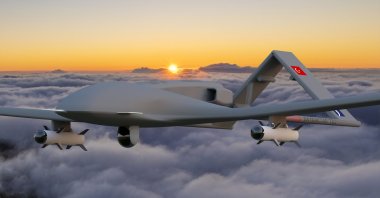 A 3D illustration of the Turkish unmanned combat aerial vehicle manufactured by Baykar, the Bayraktar TB2 drone. (Photo by Shutterstock)