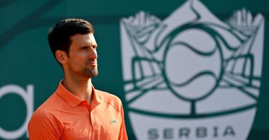 Novak Djokovic reacts during a Serbia Open match against Laslo Djere, Belgrade, Serbia, April 20, 2022. (AFP Photo)