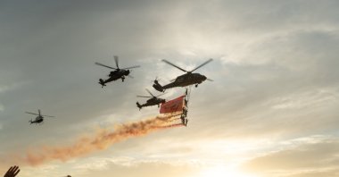Turkish Atak police helicopters and special forces during the celebrations of liberation day of Izmir, western Turkey, Sept. 9, 2021. (Shutterstock Photo)