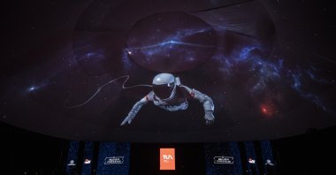 An astronaut is seen in this illustration photo displayed during the inauguration ceremony of Turkey's National Space Program, Ankara, Turkey, Feb. 9, 2021. (AA Photo)