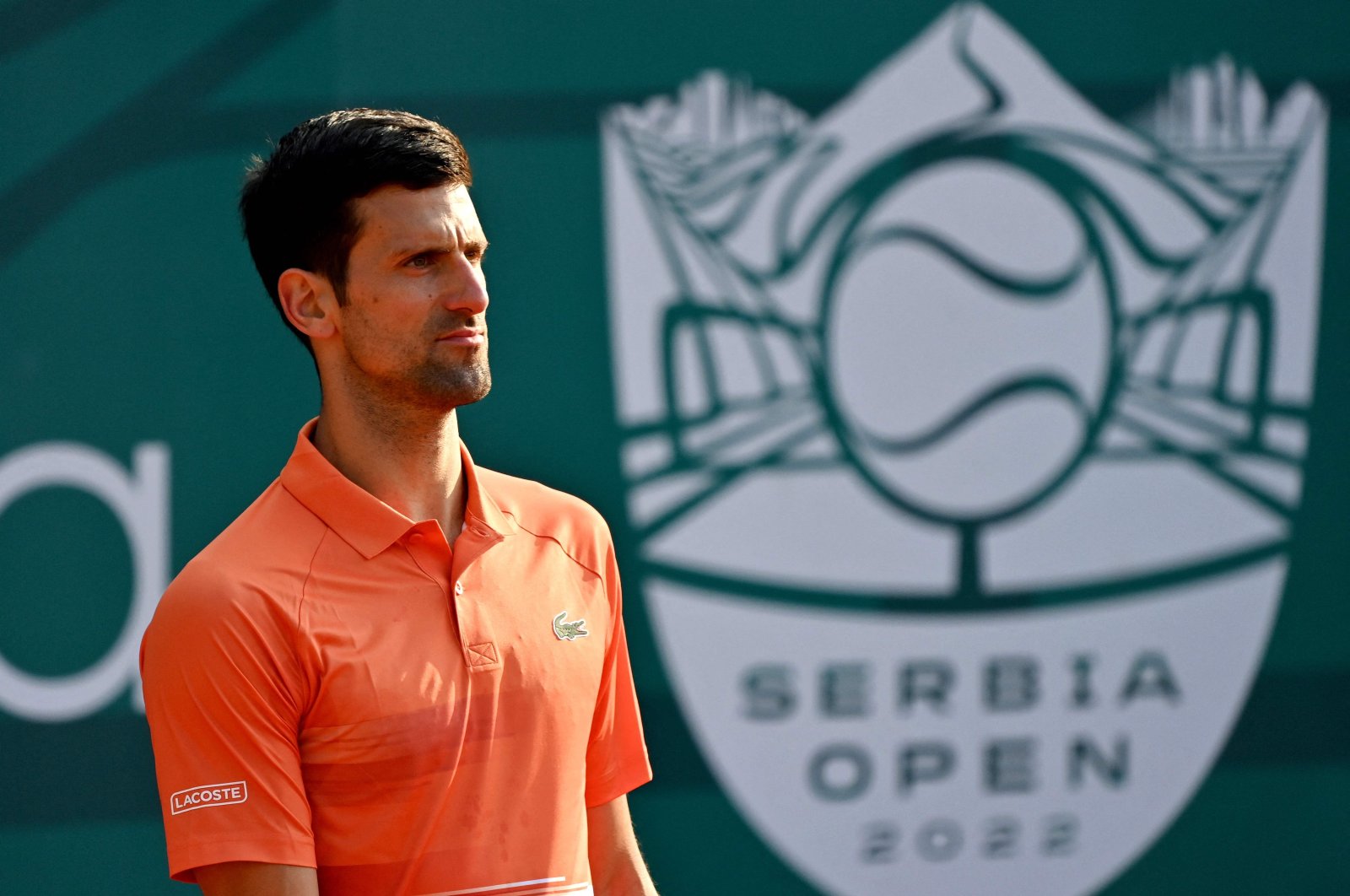 Novak Djokovic reacts during a Serbia Open match against Laslo Djere, Belgrade, Serbia, April 20, 2022. (AFP Photo)
