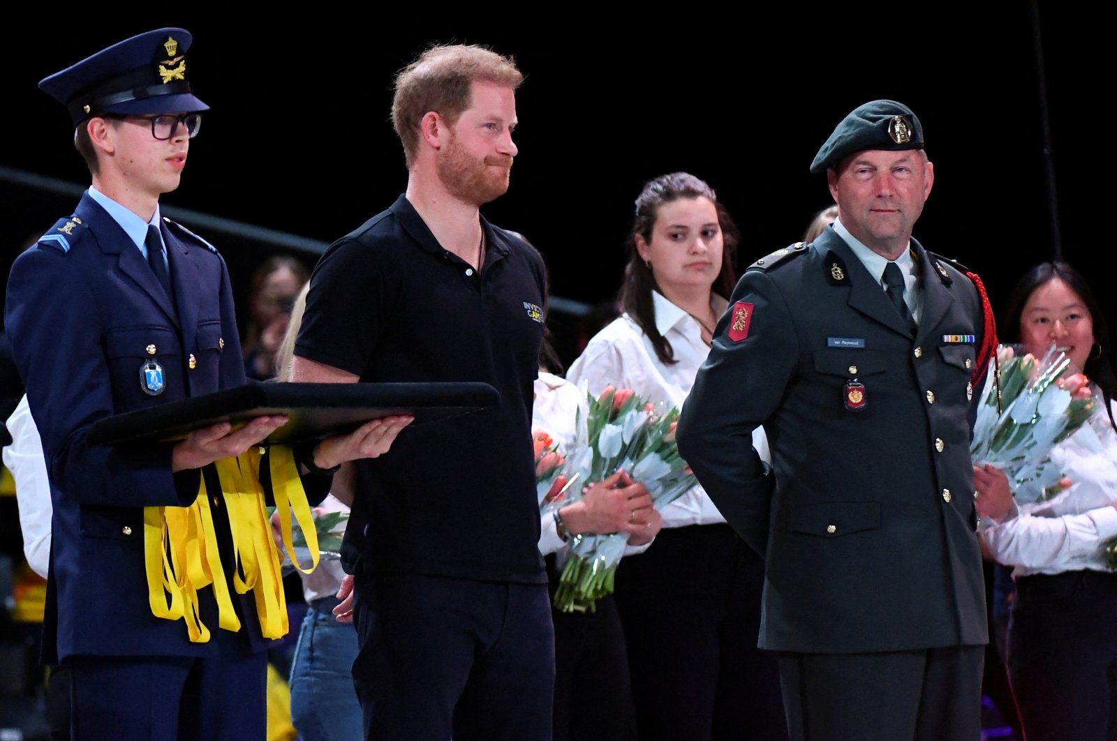 Britain&#039;s Prince Harry attends the wheelchair rugby medal ceremony during the Invictus Games, The Hague, Netherlands, April 20, 2022. (Reuters Photo)