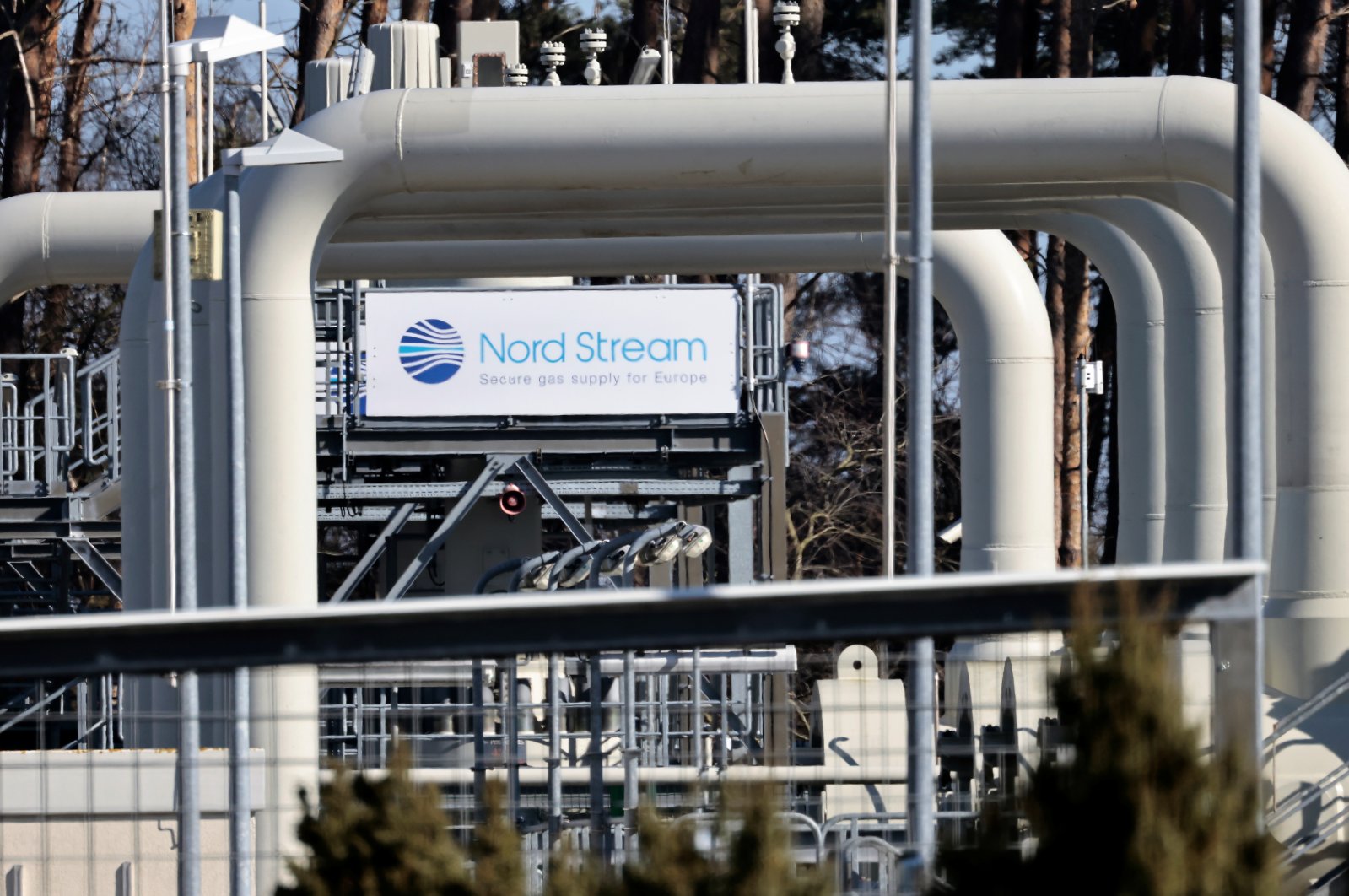 Pipes at the landfall facilities of the Nord Stream 1 gas pipeline are pictured in Lubmin, Germany, March 8, 2022. (Reuters Photo)