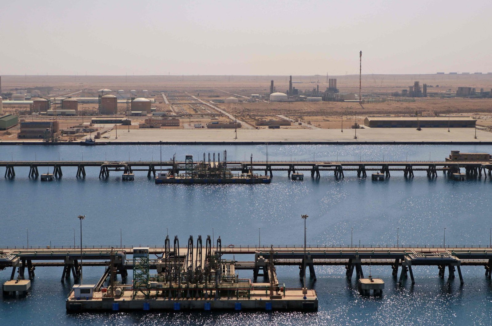 The Brega oil port in Masra Brega, some 270 kilometers west of Benghazi, Libya, Sept. 24, 2020. (AFP Photo)