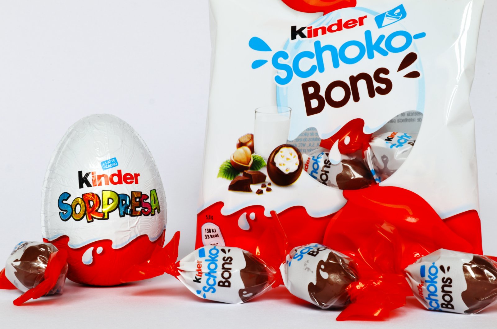 A view of Kinder Surprise chocolate eggs and Schoko-Bons, in Rome, Italy, April 6, 2022. (Shutterstock Photo)