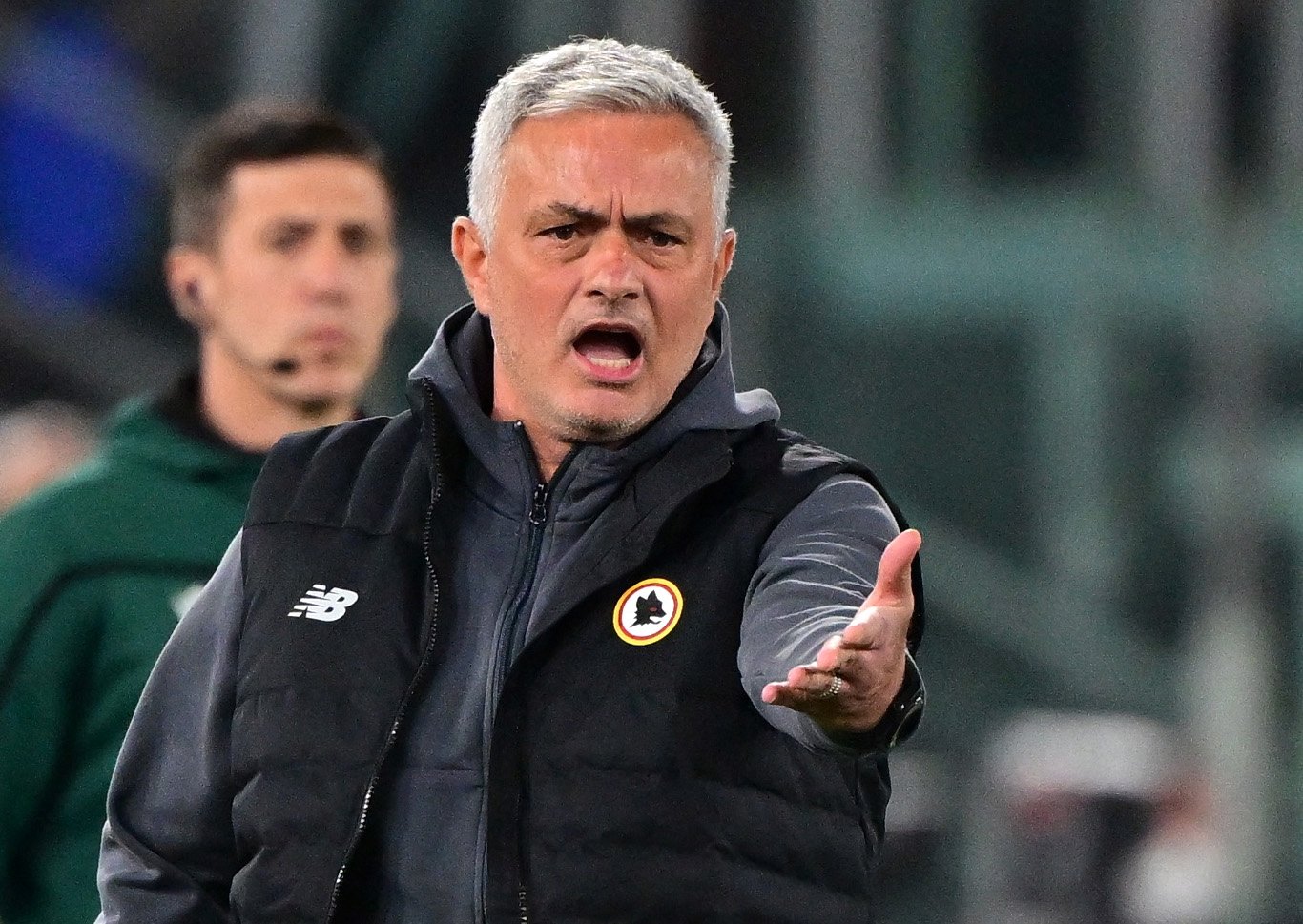 AS Roma coach Jose Mourinho reacts during a Europa Conference League match against Bodo/Glimt at the Stadio Olimpico, Rome, Italy, April 14, 2022. (Reuters Photo)