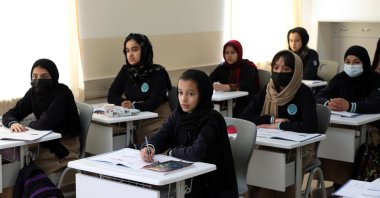 Female students attend a class at a Turkish Maarif Foundation school, in Herat, Afghanistan, March 17, 2022. (AA Photo)