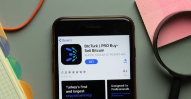 BtcTurk mobile app logo seen on a phone screen, New York, U.S., Oct. 26, 2020. (Shutterstock Photo)