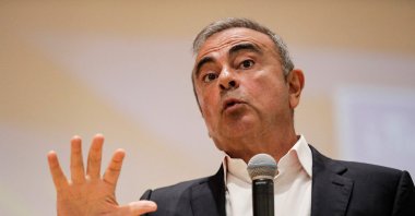 Former Nissan Chairperson Carlos Ghosn speaks during a press conference with the president of Lebanon's University of Kaslik (USEK) while launching a joint initiative to help the crisis-ridden country, in the northern city of Jounieh, Lebanon, Sept. 29, 2020. (AFP Photo)