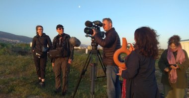 British historian, writer and broadcaster Bettany Mary Hughes and her team filming for her documentary, &quot;Treasures of Turkey,&quot; Malatya, eastern Turkey, April 21, 2022. (AA Photo)