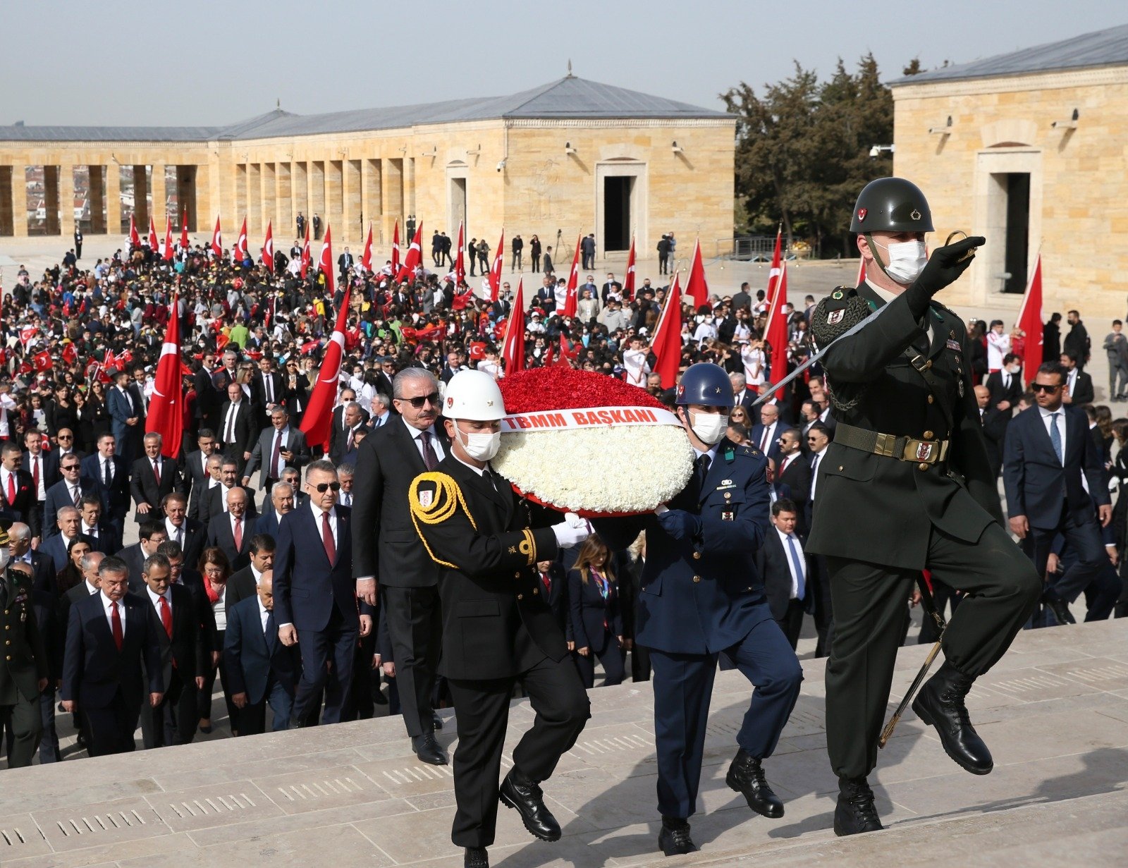 Grand National Assembly Speaker Mustafa Şentop during his visit to Atatürk&#039;s Mausoleum, Ankara, Turkey, April 23, 2022. (DHA Photo)