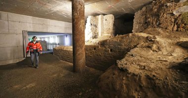 Matthias Zoppelt, site manager, walks from the Jewish Museum to the Praetorium, the Roman governor&#039;s palace in Cologne, Germany. (dpa Photo)