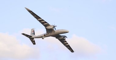 An Akıncı UCAV conducts a flight above the Akıncı Flight Training and Test Center in the Çorlu district of Tekirdağ province, northwestern Turkey, Aug. 29, 2021. (AA Photo)