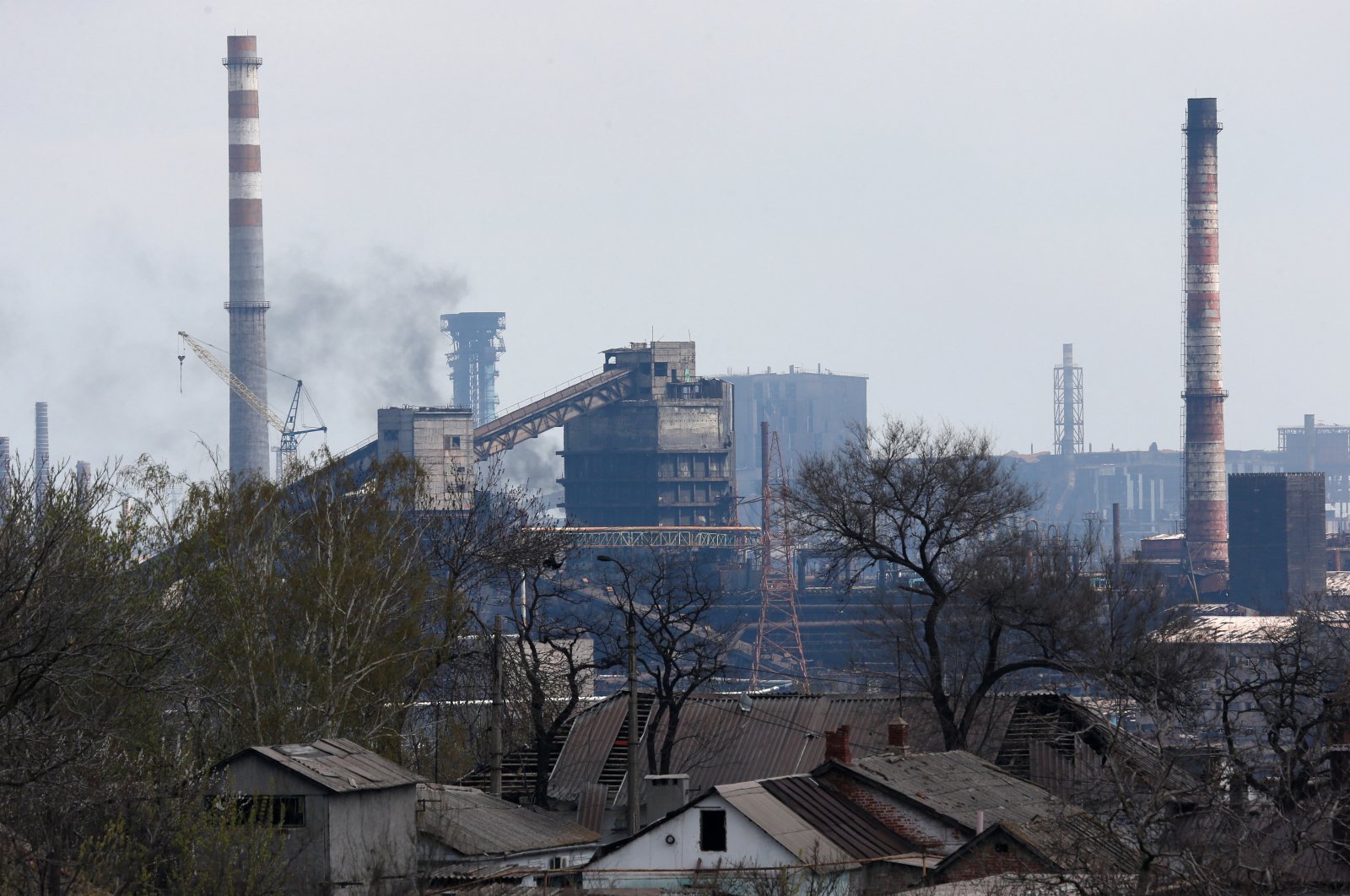 A view shows a plant of Azovstal Iron and Steel Works during Ukraine-Russia conflict in the southern port city of Mariupol, Ukraine, April 22, 2022. (Reuters Photo)