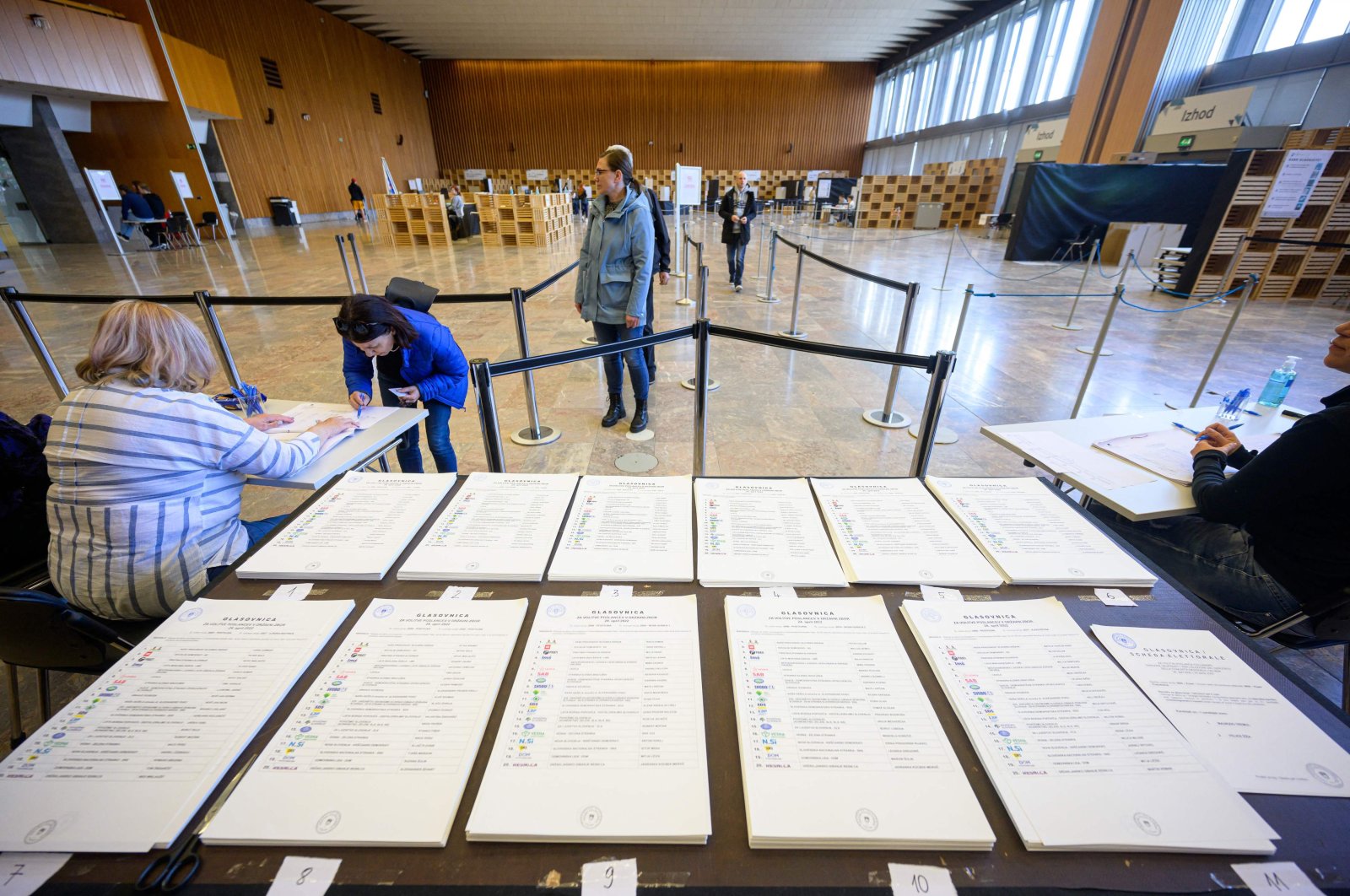 A photograph shows voting ballots at a polling station during a general election in Ljubljana, Slovenia, April 24, 2022. (AFP Photo)